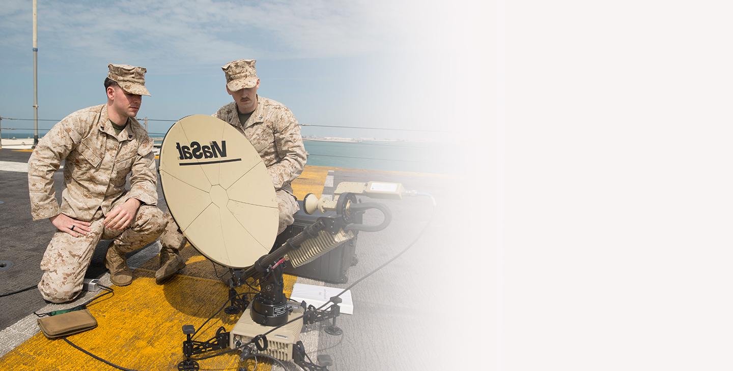 USMC soliders and small satellite